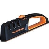 Orange Ninja Knife Sharpeners for Kitchen- 5 Adjustable Sharpening Angle- Premium Quality - Handheld Knives & Pocket Knife Sharpener by Sharp Pebble
