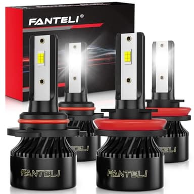 FANTELI 𝖧𝟣𝟣 & 𝟫𝟢𝟢𝟧 Bulbs Combo, 6500K Cool White 68000LM 800% Brightness, Backup 1:1 Size Plug and Play IP68 Waterproof Off Road Fog Lights, Pack of 4