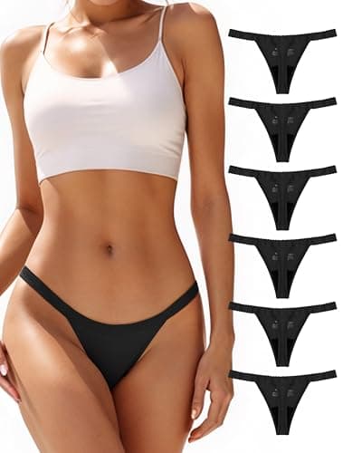 TIICHOO Period Thong Underwear for Women Lace Period Panties Light Flow Leak Proof Underwear Pack of 6(Large,Black)