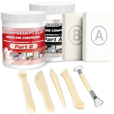 Epoxy Sculpt Clay, Self-Hardening Model Magic Sculpt Epoxy Clay, A&B 2 Part Epoxy Putty, Modeling Compound Sculpting Clays for Sculpting, Modeling, Repairing, Filling, Building, 1 Pound, White
