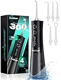 Water Flosser for Teeth Cleaning Pick: Portable Cordless Water Dental Pik 300ML Rechargeable Oral Irrigator IPX7 Waterproof Floss Piks Travel Flossers Deep Flossing Dental Gum Care for Home Shower
