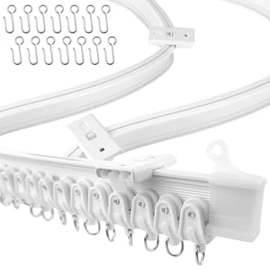 UrbanRed Flexible Bendable Ceiling Curtain Track, 16.4 ft (5 m), Mount for Rail with Curtain Tracks System, Room Divider, Curtains Rod, RV Ceiling Track for Curtains, White