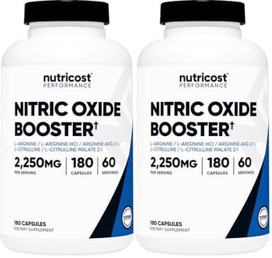 Nutricost Nitric Oxide Booster 2250mg, 180 Capsules - 750mg Per Casule, 60 Servings - Gluten Free and Non-GMO (Pack of 2)