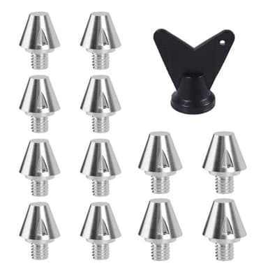 12pcs Football Boot Studs, 11mm/0.43in & 8mm/0.31in Metal Soccer Cleats Spikes with Nail Remover Screw-in Rugby Spikes for Firm Surfaces Outdoor Athletic Training