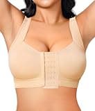 BRABIC Front Closure Post Surgery Compression Bras for Women Mastectomy Bra with Adjustable Straps Wirefree Beige