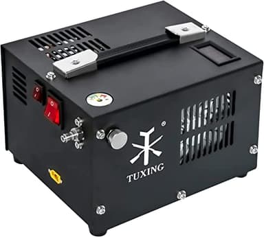 TUXING 4500Psi Pcp Air Compressor | 30Mpa 300Bar High Pressure Air Pump | Oil/Water-Free | Powered by Car 12V DC or Home 110V AC with Converter | Pump for PCP Air Rifle,Paintball Airguns