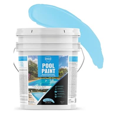 Dyco Waterborne Acrylic Pool Paint, Resistant to UV, Water, Salt, Chemicals, Fading, Cracking & More, Seals Hairline Cracks (Ocean Blue, 5 Gallon)