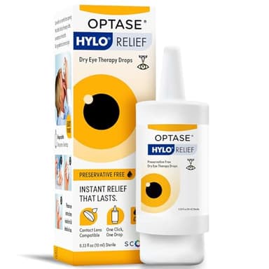 Optase HYLO Relief Dry Eye Drops, 0.33 fl oz (10ml), 300 Doses - Preservative Free Eye Drops for Dry Eyes - Gentle Lubricant Multi-Dose Solution - Contact Lens Compatible for Daily Comfort