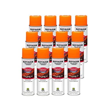 Rust-Oleum 264697-12PK Industrial Choice M1400 System Water-Based Construction Marking Spray Paint, 17 oz, Fluorescent Orange, 12 Pack