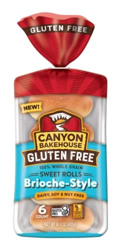 Canyon Bakehouse Brioche-Style Sweet Rolls, Gluten Free Brioche Dinner Rolls, Fresh, 6 Count