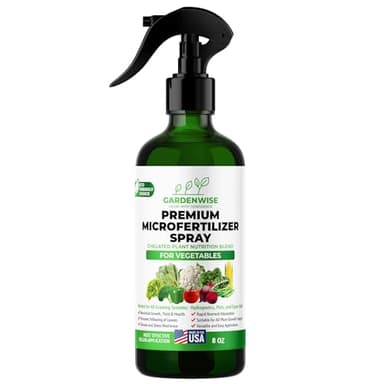 GARDENWISE Premium Microfertilizer Foliar Spray - Chelated Plant Nutrition Blend with Chelated Iron for Vegetables. Perfect for Hydroponics, Pots, and Open Soil. Ready to Use (8 OZ)