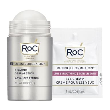 RoC Derm Correxion Retinol Firming Serum Stick with Antioxidants to Visibly Tighten and Firm Wrinkles and Laugh Lines 1.0 oz plus Retinol Eye Cream Packette
