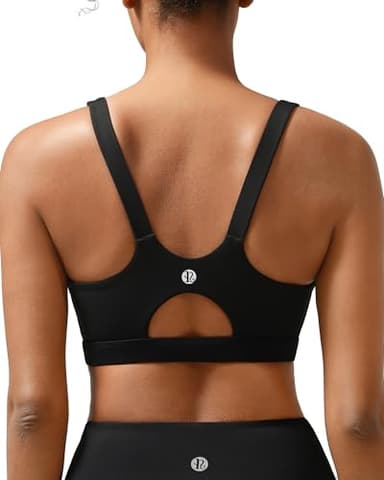 RUNNING GIRL Black Sports Bra, Molded Cup Running Sports Bras for Women High Support Workout Crop Top(3026Black_M)
