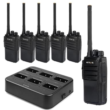 Retevis RT21 Updated Walkie Talkies Adults, Two Way Radios Long Range Rechargeable, 3000mAh Battery, with Six-Way Charger, for Security Warehouse Jobsite(6 Pack)