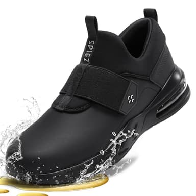 SPIEZ Waterproof Slip-Resistant Work Shoes for Men Women, Non-Slip Oil-Resistant Slip-On Sneakers for Kitchen, Hospital, Nurse, Chef, Food Service,Hombre Zapatos de Trabajo,US 4.5-13.5 Black