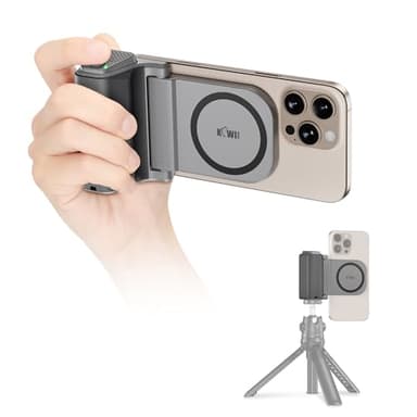 KIWIFOTOS for iPhone Magsafe Camera Grip Magnetic Phone Handle with Bluetooth Remote & Tripod Mount Adapter for iPhone 17 16 Pro Max Samsung Smartphone Vlog Video Shooting