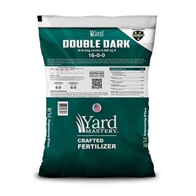 Yard Mastery Double Dark 16-0-0 Granular Lawn Fertilizer with 6% Iron and Bio-Nite - 18lb Bag Covers 6,000 sq ft - Green Up Your Lawn Without Excess Growth - Apply Year Round