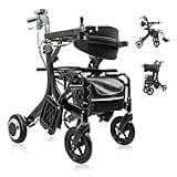 CARLIKE 3 in 1 Electric Wheelchair & Lightweight Rollator Walker with Seat & Foldable Transport Wheel Chair for Seniors Adults, Motorized Mobility Scooters, All Terrain,500W Motors