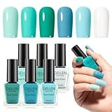 Gellen Teal Regular Nail Polish Non Gel, Fast Air Drying Mint Turquoise Nail Polish No UV Light Needed Spring Summer 6 Colors Blue Green Set for Women Girls Manicure Home Salon, Hema Free, 0.33 Fl.Oz