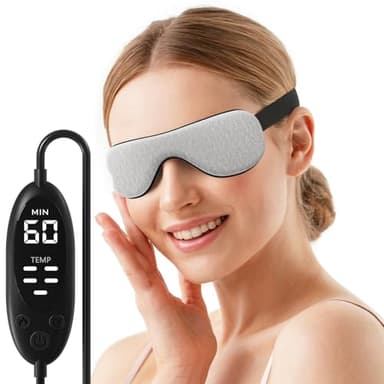 Heated Eye Mask – Warm Compress for Dry Eyes, USB Electric Heating Pad for Stye & Chalazion Eye Treatment, Eye Sleep Mask for Dark Circles and Puffiness Relief (Gray)