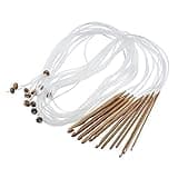 AUEAR, Set of 12 Size Bamboo Knitting Needles Tunisian Afghan Crochet Hook with Plastic Cable 3mm to 10mm Carpet Rug Weave Carbonized (Clear)