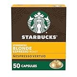 Starbucks by Nespresso Vertuo, Blonde Roast Espresso, 50-count Espresso Pods, Brews, 1.35 oz.