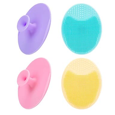 4 Pack Face Scrubber,JEXCULL Soft Silicone Facial Cleansing Brush Face Exfoliator Blackhead Acne Pore Pad Cradle Cap Face Wash Brush for Deep Cleaning Skin Care