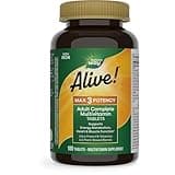 Nature's Way Alive! Max3 Potency Adult Complete Multivitamin, Ultra Potency B-vitamins to Support Energy Metabolism*, with Methylated B12 and Folate, 180 Tablets (Packaging May Vary)