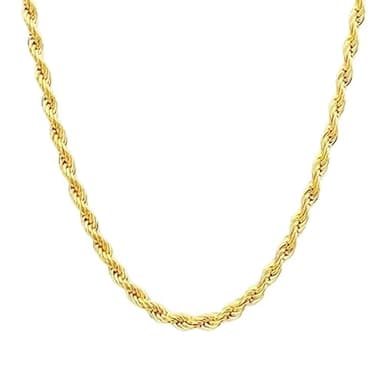 QREEMUU 14K Solid Yellow Gold Rope Chain Necklace for Women and Men, 1.5mm,2mm,3.2mm and 4.2mm Thick, Durable Design in Lengths from 16 to 36 Inch (1.5mm, 22inch)
