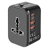 Universal Travel Adapter with 2 PD20W USB-C & 2 QC18W USB-A Ports, Fast Charging International Power Plug Adapter, All-in-One Worldwide Adaptor Converter Wall Charger for US EU UK AUS Asia