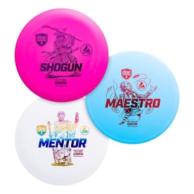 Discmania Disc Golf Starter Set (3 Pack) | Active Line Disc Golf Set for Beginners | Shogun, Maestro & Mentor | Base Plastic, Easy to Throw | Ideal Gift for New Players (Colors May Vary)