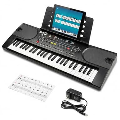 RockJam 49 Key Keyboard Piano,Sheet Music Stand, Piano Note Stickers & Simply Piano Lessons