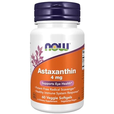 NOW Foods Supplements, Astaxanthin 4 mg, features Zanthin®, Supports Eye Health*, 60 Veg Softgels
