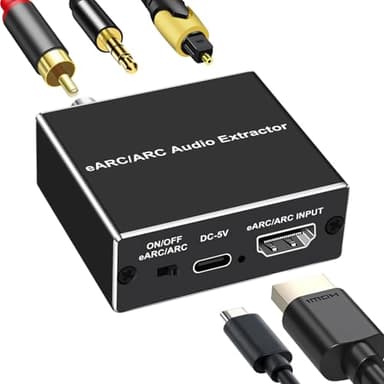 HDMI ARC/eARC Audio Extractor,192KHz HDMI eARC/ARC Audio Adapter Converter Splitter to Optical TOSLINK SPDIF + Coaxial and Analog 3.5mm Stereo for Soundbar HDTV Speaker Amplifier Headphones