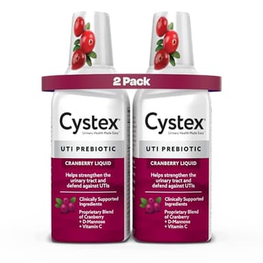 Cystex Urinary Tract Infection Support & Prevention - Cranberry Prebiotic Supplement with D-Mannose & Vitamin C for UTI Protection & Urinary Health Maintenance - 7.6 fl oz (Pack of 2)