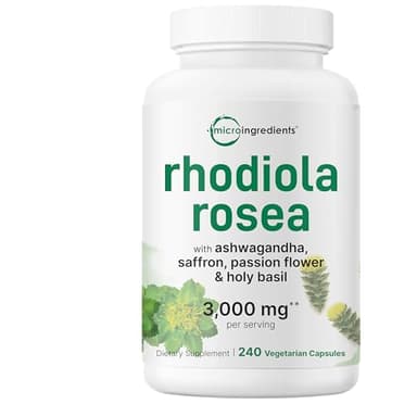 Micro Ingredients Rhodiola Rosea Supplement, 240 Vegetarian Capsules | Rhodiola Rosea Extract Powder with Ashwagandha, Saffron, Passion Flower & Holy Basil | Non-GMO, Gluten Free