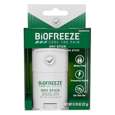 Biofreeze Dry Stick, Mess-Free Relief for Neck, Shoulder, Knee, Hip, Hand & Joint, Cooling Menthol Pain Relief Stick, Up to 100 Uses
