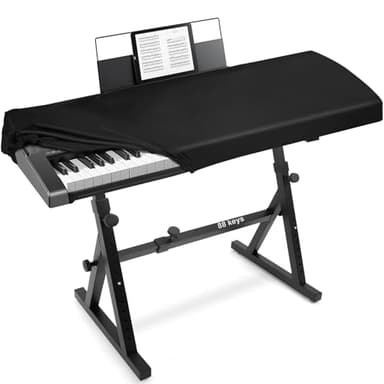 Explore Land Stretchy 88 Keys Piano Keyboard Dust Cover with Music Stand Opening for Digital Electronic Piano (88key, Black)