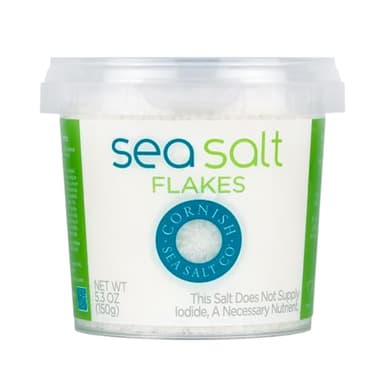 Cornish Sea Salt Mineral Flakes | Cooking & Hydration | Hand-Harvested in Celtic Waters | 5.3 oz Resealable Tub (Pack of 1)