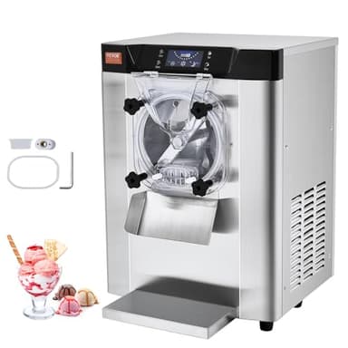 VEVOR Commercial Ice Cream Machine, 12 L/H Yield, 1713W Single Flavor Countertop Hard Serve Ice Cream Maker, 4.5L Stainless Steel Cylinder, LED Panel Auto Clean Pre-cooling, for Restaurant Snack Bars