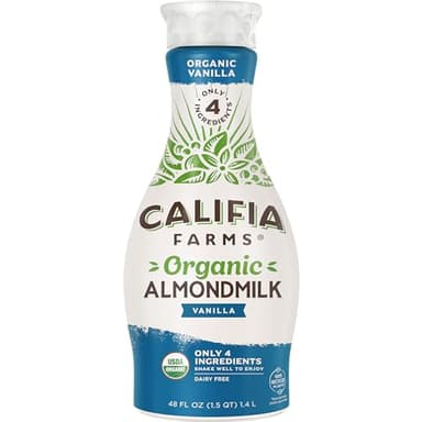 Califia Farms - Organic Vanilla Almond Milk, 48 Oz, Dairy Free, Vegan, Plant Based, Organic Milk, Non GMO, Low Calorie, USDA Organic