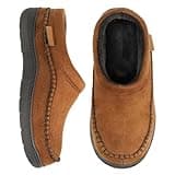 Zigzagger Men's Slip On Moccasin Slippers, Indoor/Outdoor Warm Fuzzy Comfy House Shoes, Fluffy Wide Loafer Slippers,Cold Tawny, 11-12 D(M) US