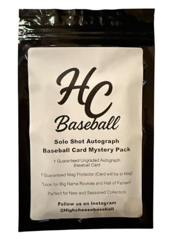 High Cheese Baseball Cards Solo Shot Mystery Pack with Guaranteed Autograph Card, Magnetic Card Protector, Features Rookies, Prospects, Hall of Famers