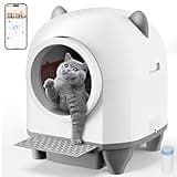 Self Cleaning Litter Box, 80L Large Automatic Cat Litter Box Self Cleaning for Multiple Cats with APP Control Litter Robot, Odor Removal Automatic Litter Box Includes 1 Roll Garbage Bags, aWhite