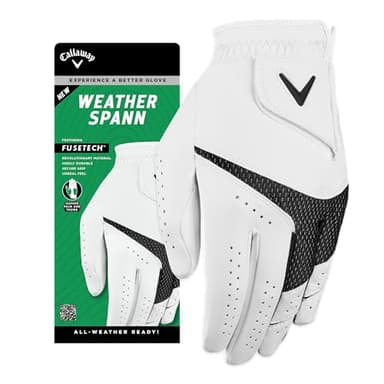 Callaway Golf Weather Spann Glove (Worn on Left Hand,White,Large,Men's)