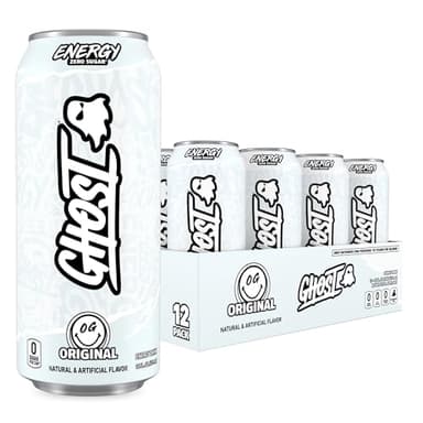 GHOST Energy Drink - 12-Pack, Original, 16oz - Energy & Focus & No Artificial Colors - 200mg of Natural Caffeine, L-Carnitine & Taurine - Gluten-Free & Vegan