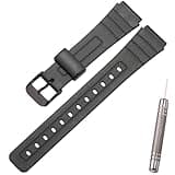 Replacement Strap Compatible with Casio F-91W F-94 F-105 F-106W A158 A168 Sport PU watch band (Black Black buckle)