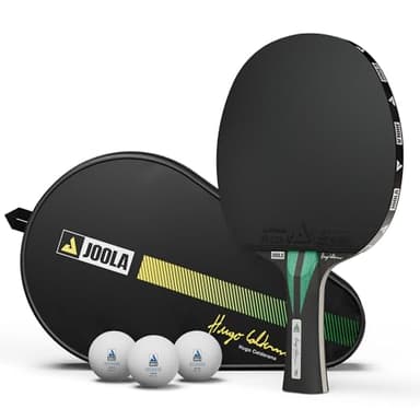 JOOLA Hugo Calderano Carbon Pro Table Tennis Racket Set – Includes Competition-Level Racket with ITTF-Approved Micron Rubbers and Carbon Fiber Blade, 3-Star Tournament Balls & Protective Carry Case