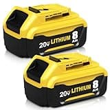 2-Pack 8000mAh High Capacity Replacement for Dewalt 20V Battery Compatible with Dewalt 20 Volt Lithium Battery Max DCB200 DCB201 DCB203 DCB204 DCB206 DCB207 DCB181 DCB180 Series Tools (Yellow)