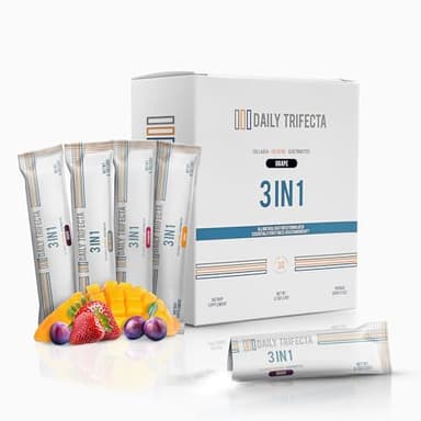 DAILY TRIFECTA 3-in-1 Collagen, Creatine & Electrolyte Stick Packs | Type I Collagen, Creatine Monohydrate, Zero Sugar | 30 Natural Single-Serve Packets | Strength, Hydration & Recovery (Unflavored)